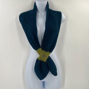 Emilime Women's 100% Alpaca Pull Through Scarf Teal & Lime Green Cozy